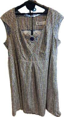 Cherry Velvet Plus Navy Dot Print Fit Flare cap sleeve 3x Dress pockets rockabil